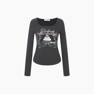 [AK분당점] [에고이스트] [BLUE LABEL] 스퀘어넥 프린팅 긴팔 티셔츠  ES2OTL05