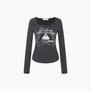 [AK분당점] [에고이스트] [BLUE LABEL] 스퀘어넥 프린팅 긴팔 티셔츠  ES2OTL05