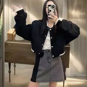 [제이큐]블루종 항공점퍼 크롭 바람막이 바시티자켓 여성 간절기 점퍼