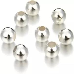 DIY 공예 보석 제작용 50pcs 10mm 매끄러운 느슨한 원형 스페이서 비드 스털링 은도금 황동 큰 구멍