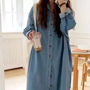 원피스 데님 롱 청 홈웨어 LD573