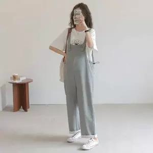 임산부 캐주얼 멜빵 바지 와이드 팬츠 편안한 임부복 여성팬츠