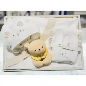 [압소바](광주신세계)[26년F/W임신출산선물]베이오가닉 배냇가운+속싸개+신생모+딸랑이 4종세트(AB2651N...