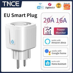 TNCE 투야 16A/20A WiFi/Zigbee3.0 스마트 소켓 EU 플러그 전력 모니터링 타이밍 기능 알렉사와 호환