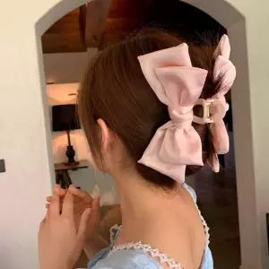 빅 리본 집게핀 올림머리 반묶음 헤어핀 핑크