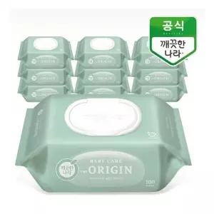 깨끗한나라 베이비 케어 디 오리진 물티슈 캡 100매 10팩 301869