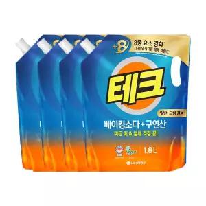 테크 베이킹소다+구연산 액체세제 일반/드럼 겸용 1.8L 4개 740679
