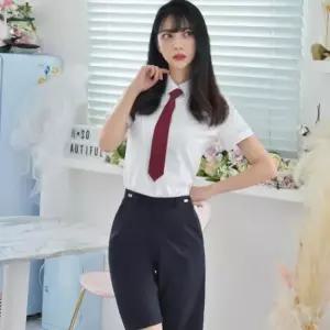 교복몰 (빅사이즈)(허리조절)네이비 교복 반바지 여자