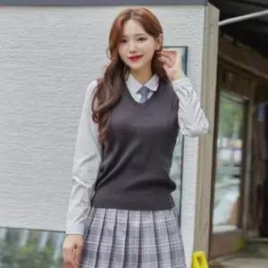 교복몰 보풀방지 차콜 교복조끼(여자) 교복 학생복