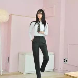 교복몰 (허리조절) 스판 차콜 교복바지(여자) 교복