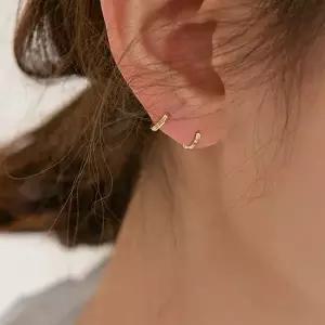 매장정품 LUNNE 14k 각 컷팅 원터치 미니 링 귀걸이 (14k골드) #ER03