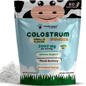 목초 사육 소 초유 분말 보충제 2000mg 바닐라 60회 분량 60 IgG 장 및 면역 지원 피부 노화 방지 케토 텐