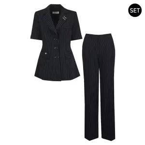 갤러리아 SET 여성 여름 롱스트라이퍼 정장자켓+팬츠 세트