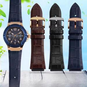 남성용 진짜 가죽 시계 스트랩, 밴드, 손목 파란색 팔찌, GUESS W0040G3 W0247G3 시리즈용, 22mm