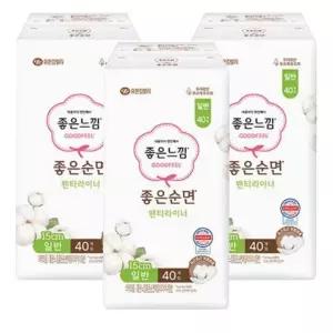 [좋은느낌] 좋은느낌 좋은순면 팬티라이너 일반 40Px3팩