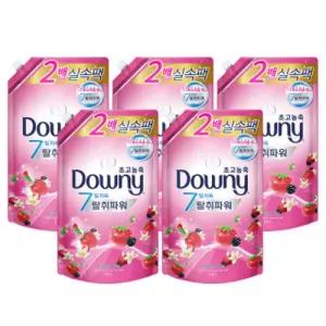 다우니 고농축 섬유유연제 베리베리와 바닐라 (목련과베라) 1.6L 리필용 5개