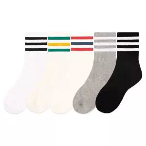 여성 삼선포인트 중목 양말 5켤레