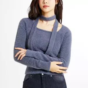 [스파오][날개사] 스퀘어넥 머플러 스웨터 (SPKWE4VW31-K) _