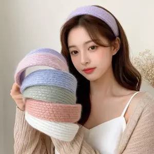 [골드스마일]앙고라 헤어밴드 와이드 퍼 머리띠 반다나 겨울 스포츠 세안