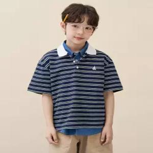 빈폴 키즈 멀티 스트라이프 럭비 반소매 티셔츠 네이비 (BI6342U04R) 6146408