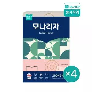 모나리자 각티슈 미용티슈 갑티슈 사무실 집들이 280매 3입 4개 MNS