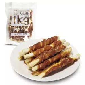 대용량 강아지 간식 육포 사사미 오리스틱 1kg