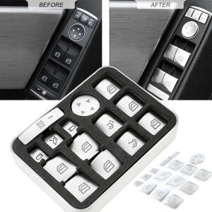 메르세데스 벤츠 호환 A B C 클래스 W204 W212 GLA GLK CLA ML GLE용 자동차 창문 리프트 버튼 커버 스티커