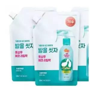 온더바디 코튼풋 발을씻자 풋샴푸 리필 500ml 자몽 3개
