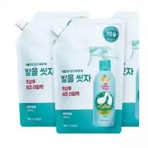 온더바디 코튼풋 발을씻자 풋샴푸 리필 500ml 레몬 3개