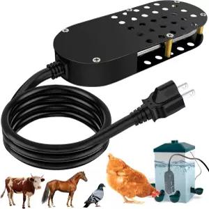 닭용 물통 히터 250W 잠수형 가금류 조류·조류·오리·거위·소용 온도 조절식 제빙기 따뜻한 물을 마실