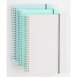 Lodrepas 3팩 A5 나선형 그래프 노트북 두께 120gsm 종이 플라스틱 하드커버 및 탄성 밴드 클로저가 있는