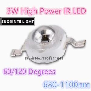 2PCS 3W 고전력 적외선 IR LED, 60/120도, 680nm 740nm 1100nm, 방출 튜브 모니터링 램프 구슬