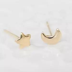 14K GOLD 골드 별 달 이무 일자침 데일리 쁘띠 여자