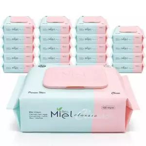 [행필품]미엘 클래식 캡형 100매 20팩 물티슈 평량 50g 도톰  대용량