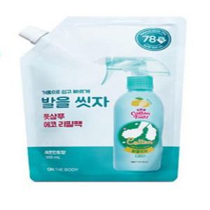 온더바디 코튼풋 발을씻자 풋샴푸 에코 리필팩 레몬 500ml