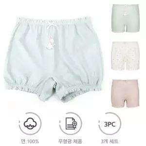 [하프클럽/제이투와이]무형광 여아드로즈 3종세트 무형광 순면팬티 사각팬