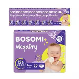 보솜이 메가드라이 팬티 기저귀 대형 30매, 4팩, 2개 (240매)