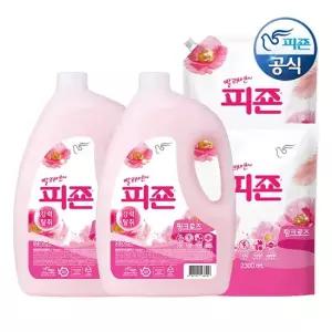 피죤 섬유유연제 핑크로즈 3.1L 용기 x 2개+2.3L 리필 x 2개