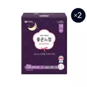 좋은느낌 밤 생리대 오버나이트 오리지널 수퍼롱 20매 2팩