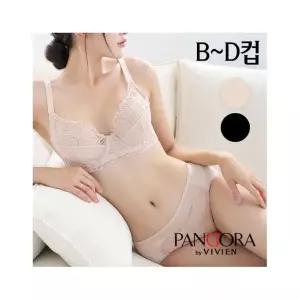 판도라by비비안 B/C/D컵 시스루 올레이스 홑겹 와이어브라팬티2종(PB7165)75B-90D 869579