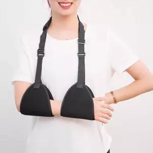 쿠잉테크 팔 슬링 어깨 고정 장치 팔꿈치 부상용 베개 지지대가 있는 위한 외전 블랙