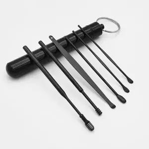 ( )귀청소 휴대용 스텐 귀이개 세트 블랙 귀지제거