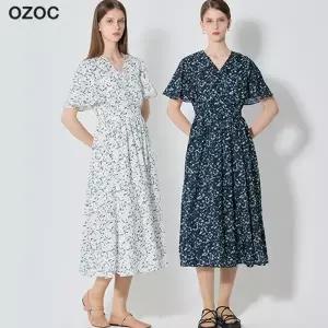 [오조크(OZOC)] 스모크 자수 프린트 원피스 (택가격: 99000원)