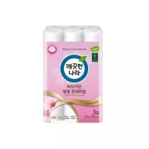 [하프클럽/오티마트]깨끗한나라 허브가든 벚꽃프리미엄 화장지 천연펄프