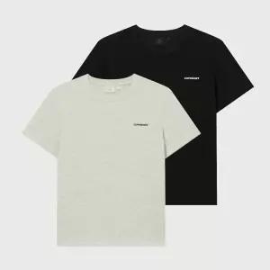 [커버낫]커버낫 우먼 쿨코튼 에센셜 2PACK 티셔츠 오트밀+블랙 CO2602STE3OT
