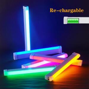 컬러풀 튜브 라이트 RGB 조명 32cm USB 야간 보라색 파란색 스틱 룸 램프 휴대용 걸이형 보조광 사진 촬영
