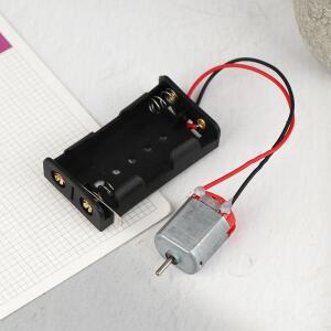 130 모터 키트(2x 배터리 보관 케이스 및 스위치 포함) 16500 RPM 미니 소형 학생 DIY 전자 회로 모델 키