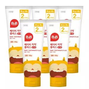 비앤비 베이비 치약 겔타입 딸기향 60g 5개 아기치약