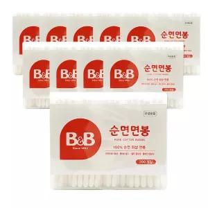 비앤비 유아 일회용 위생 순면 면봉 200개입 10개