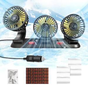 차량용 선풍기 360 ° 조정 가능한 3 헤드 에어 팬 자동차 전기 USB12V24V 2 속도 가정용 책상 사무실 및
